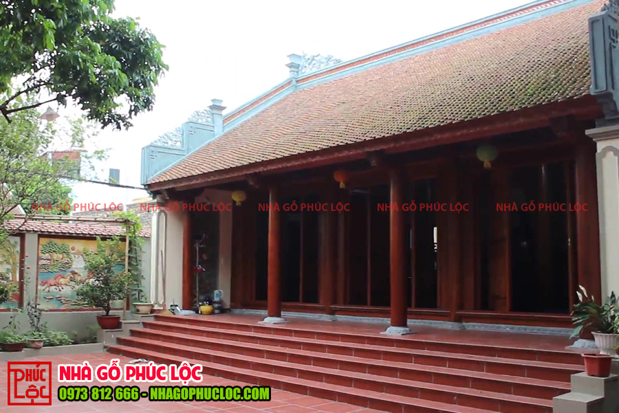Tổng thể căn nhà gỗ 3 gian đẹp tại Việt Yên - Bắc Giang 
